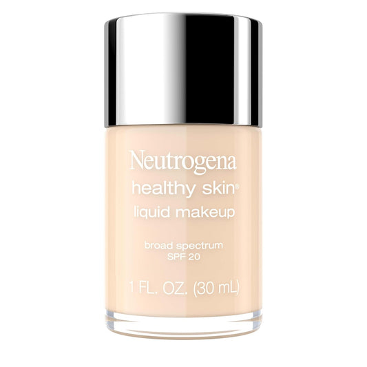 Neutrogena Healthy Skin Liquid Foundation Makeup with Broad Spectrum SPF 20 Sunscreen, Lightweight, Medium Coverage Makeup with Sunscreen and Pro-Vitamin B5, Classic Ivory 10, 1 fl. oz