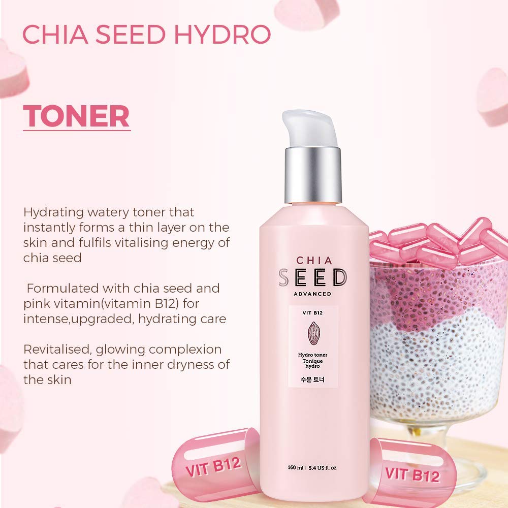 The Face Shop Chia Seed Hydro toner | Soft Hydrating Lotion for Dry Skin Moisture & Comfort |