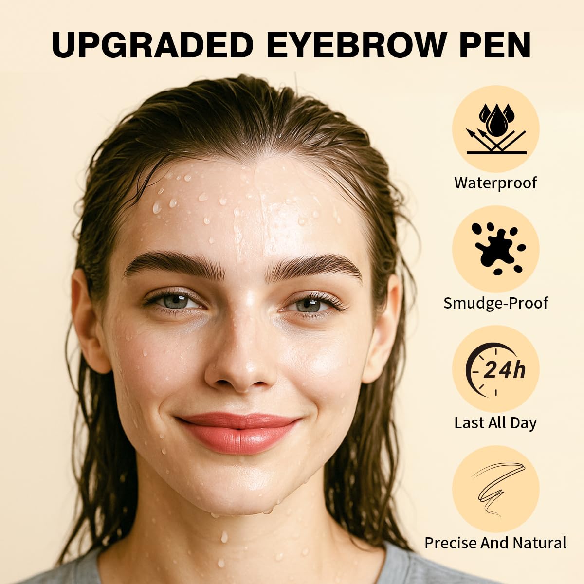 Eyebrow Pencils for Women - Microblading Eyebrow Pencil 2-In-1 Dual-Ended Eyebrow Pen with Precise 2-Fork-Tip & Brush-Tip Waterproof Eyebrow Pencil for Hair-Like Brows, Last All-Day, Black