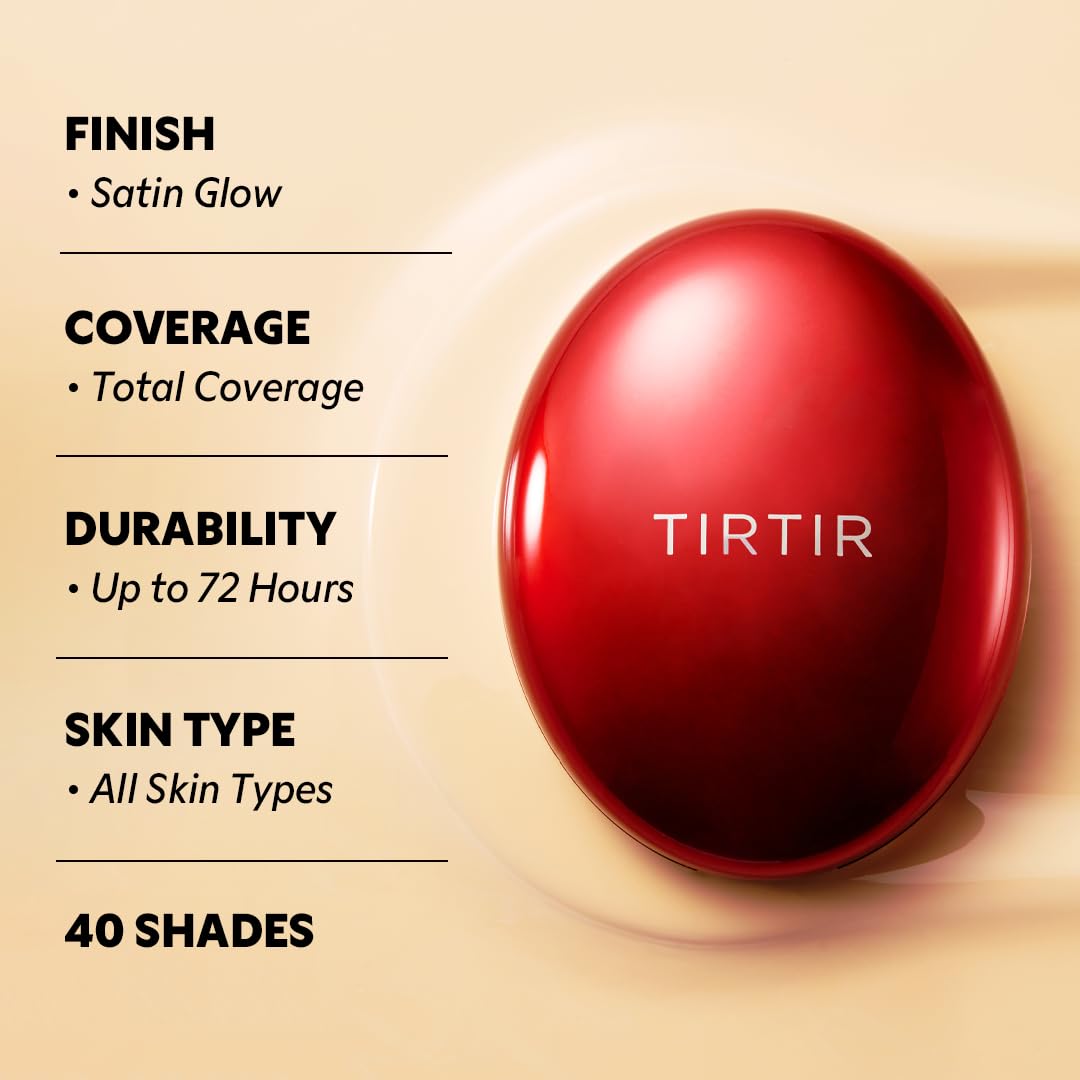 [*Mini Size*] TIRTIR Mask Fit Red Cushion Foundation | Full coverage, Weightless, Skin fit, Satin Glow Finish, Korean Makeup, beauty, Tattoo cover up, Buildable (#21W Natural Ivory, 0.15 Fl Oz)