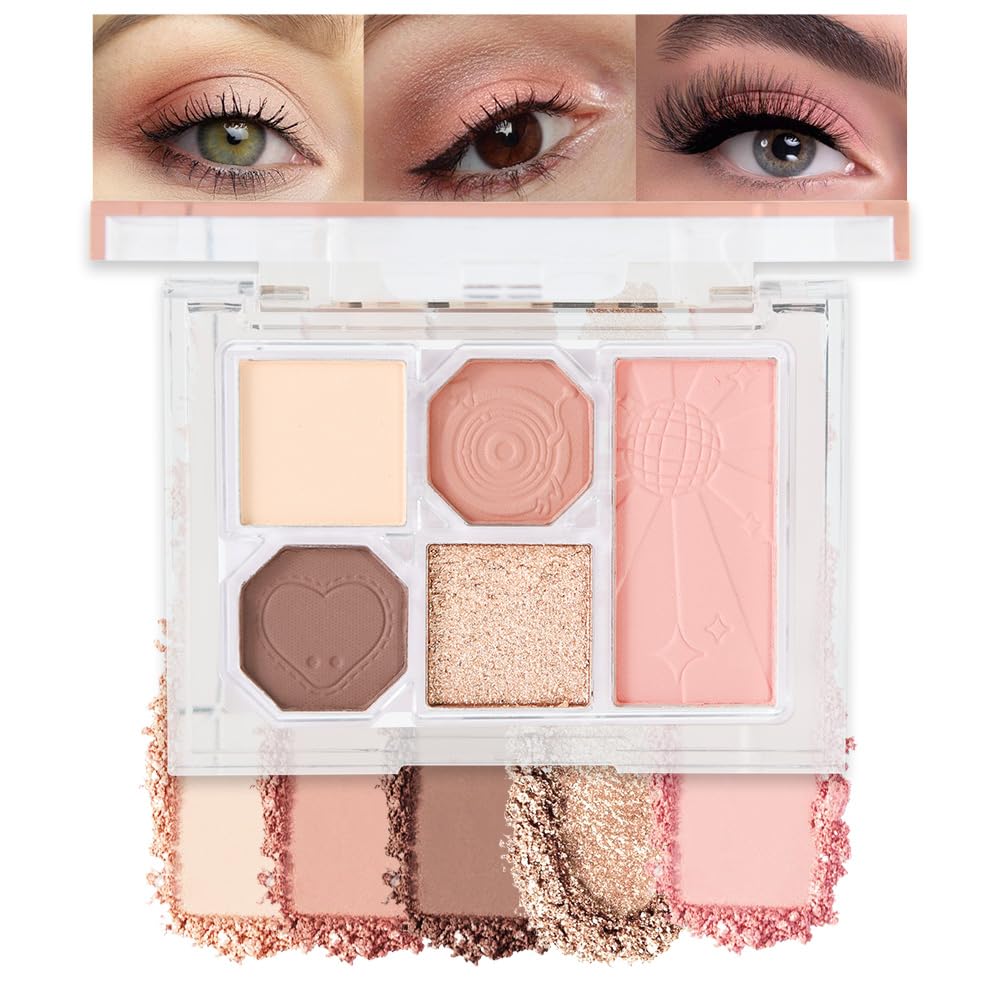 5 Colors Eyeshadow Palette Makeup, Matte Shimmer Eye Shadow Palette, Long Lasting Naturing-Looking, paleta de sombras de ojos,Everyday to Eye Makeup Looks,Vegan & Cruelty-free 03#