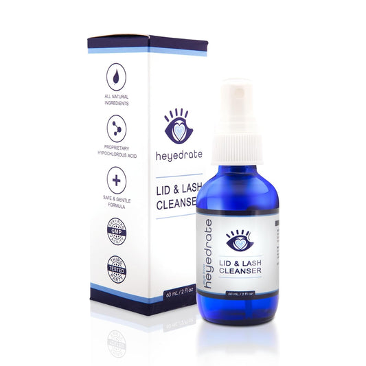 Lid and Lash Cleanser – 2oz Glass Bottle – Pure Hypochlorous Acid Spray for Soothing Dry Eye Irritation – Daily Eyelid & Lash Cleanser