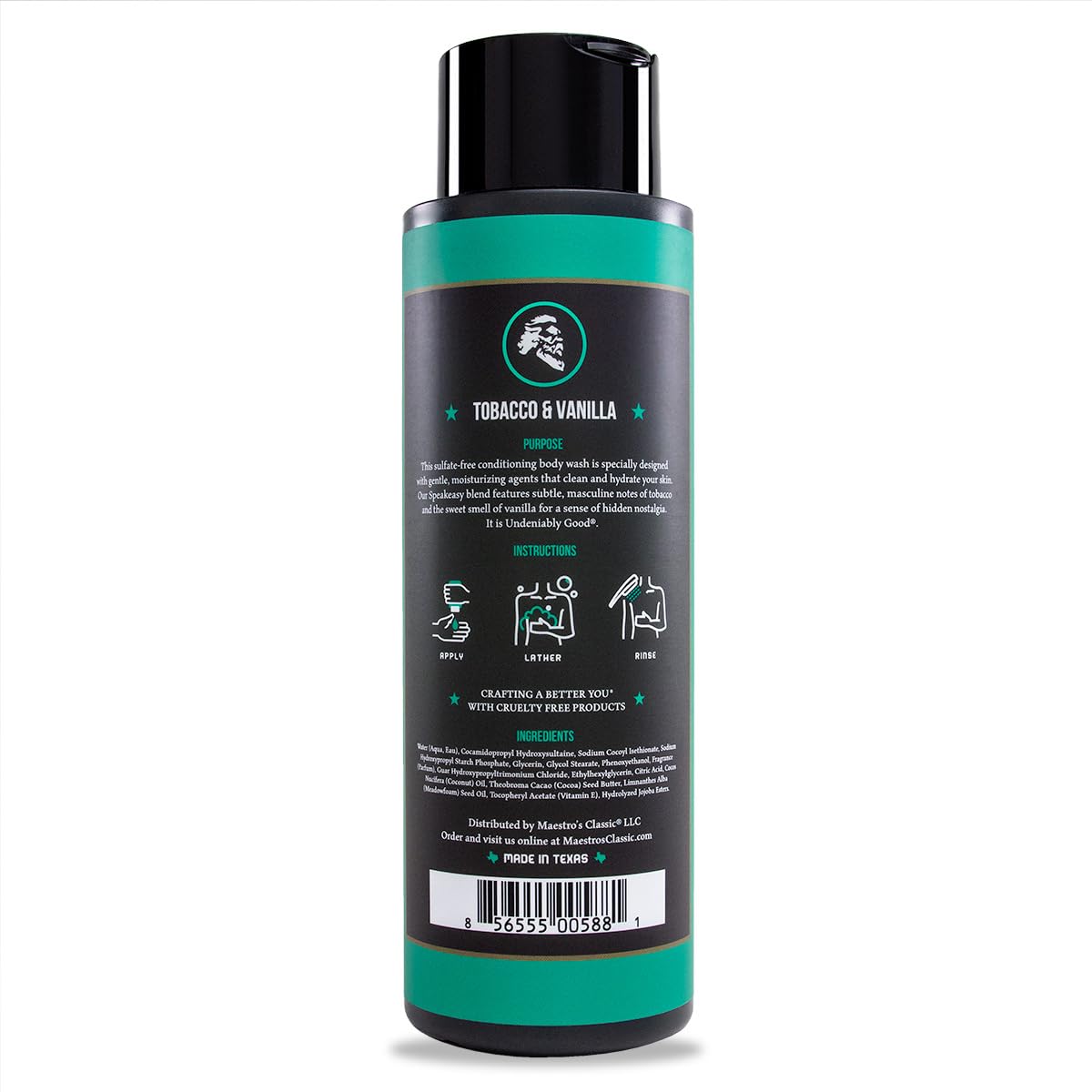 Maestro's Classic BATH WASH - Conditioning Bath Wash, Cleans and Hydrates, Speakeasy Blend, 16 Ounce