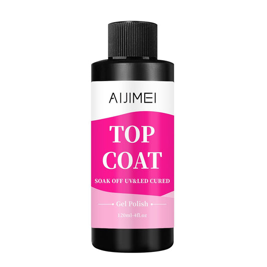 AIJIMEI 120ml Top Coat Nail Polish Premium Gel Top Coat 4 Fl Oz Long Lasting,Top Coat for Gel Nail