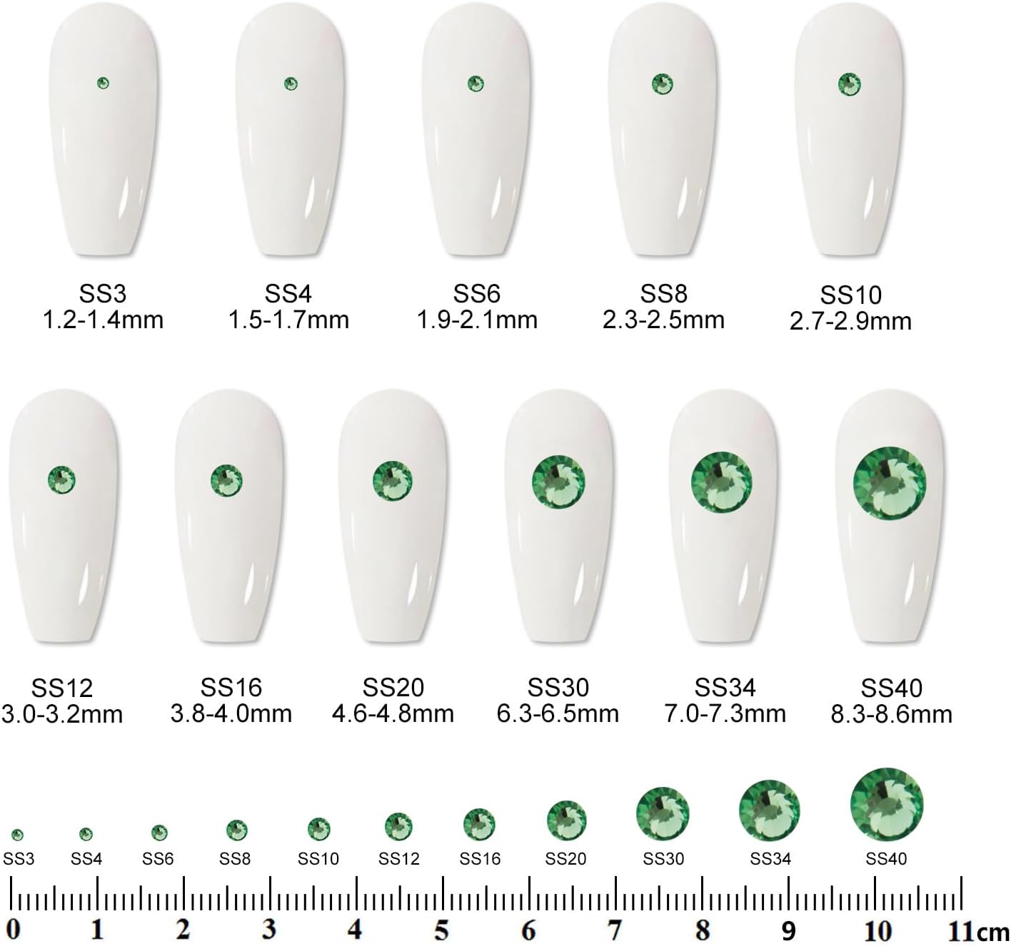 3000 PCS SS10 Flatback Rhinestones,12-Facet Diamond-Cut Glass Gems for Nail Art,Clothing,DIY Crafts,Glue-On Decoration Stones with Silver Backing,Peridot