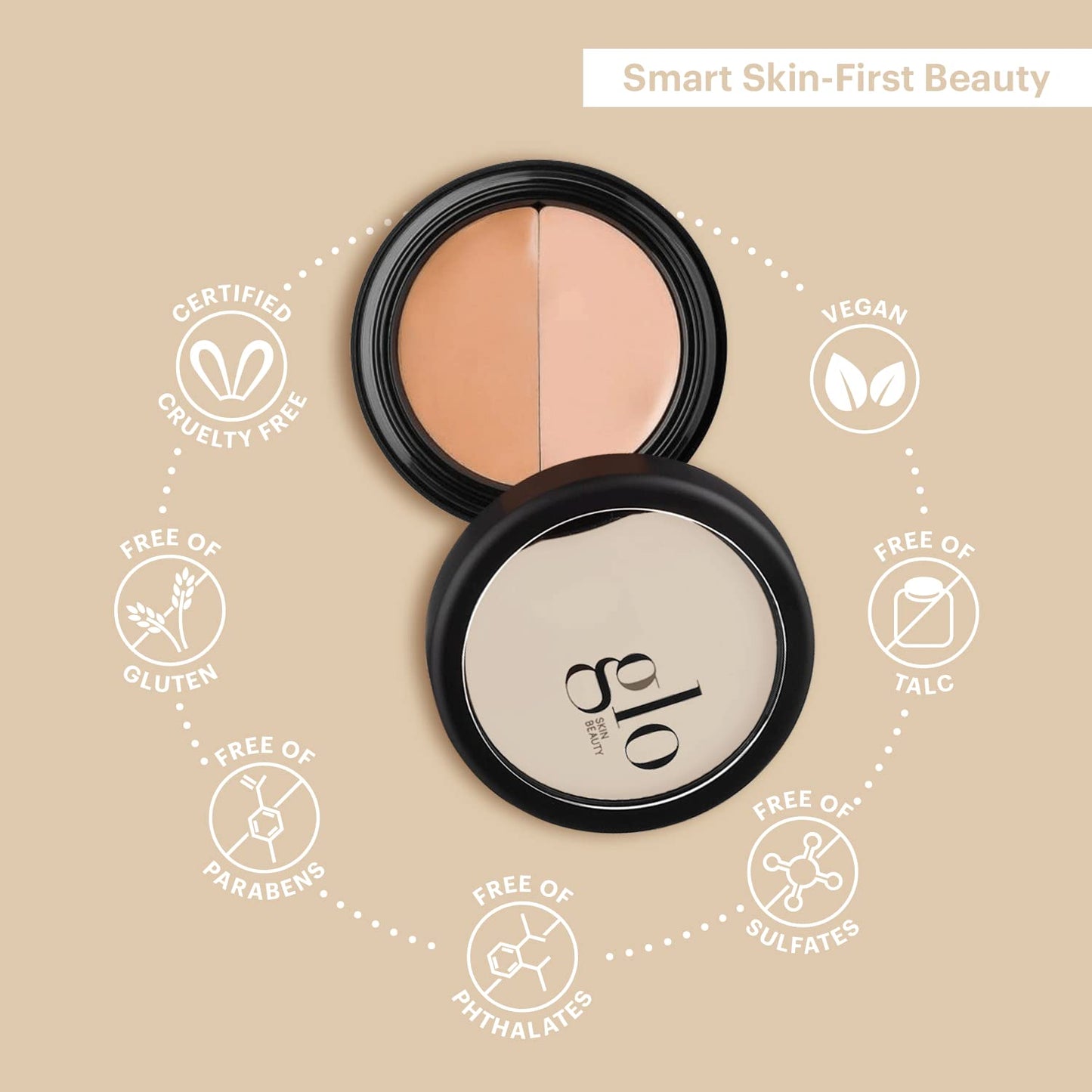 Glo Skin Beauty Under Eye Concealer Makeup with Duo Shades for Custom Blending - Corrects & Conceals Dark Circles & Redness - Buildable Longwearing Coverage (Natural)