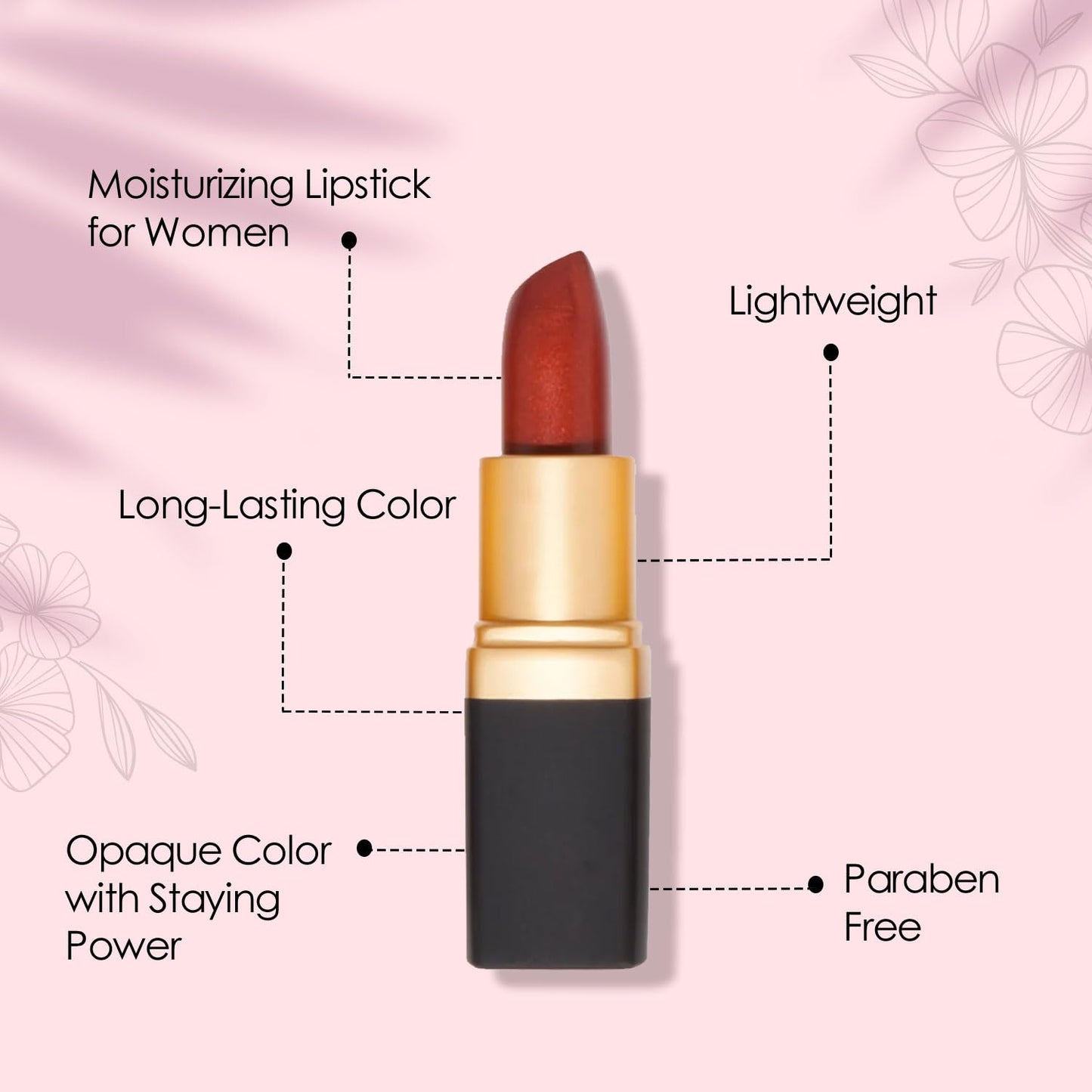 Vera Moore Creme Lipstick, Long Lasting, Lightweight, Opaque Color with Staying Power, Fragrance, and Paraben Free Cosmetics Soft Lipstick (Russett)