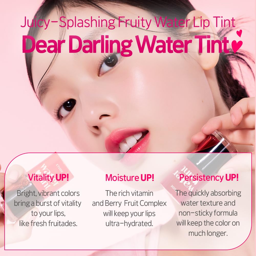 ETUDE Dear Darling Water Tint 3 Color Lip and Cheek Stain Set, 9g x 3