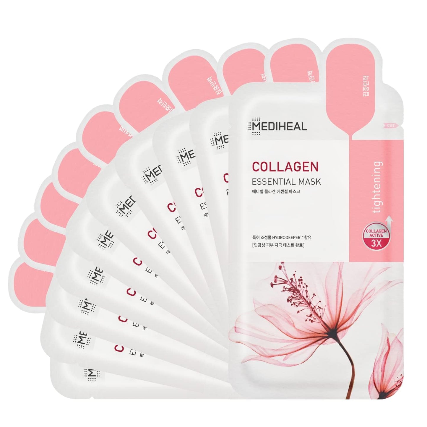 MEDIHEAL Official Best Korean Sheet Mask - Collagen Essential Face Mask 10 Sheets Lifting and