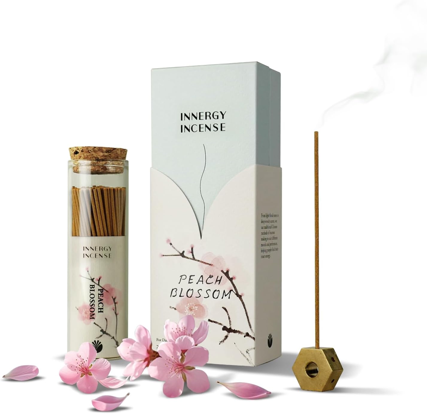 Romance & Calm - Innergy Peach Blossom Incense Sticks, Natural Floral Blend for Self-Love, 150 Sticks