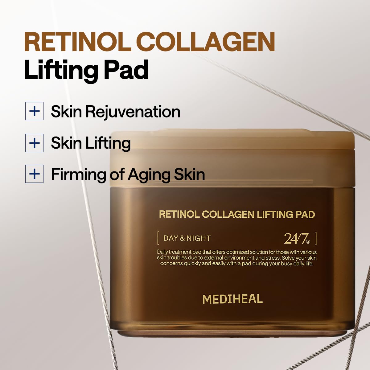 MEDIHEAL Toner Pads - Retinol Collagen Lifting Pad (100 counts) for Skin Rejuvenation & Firming