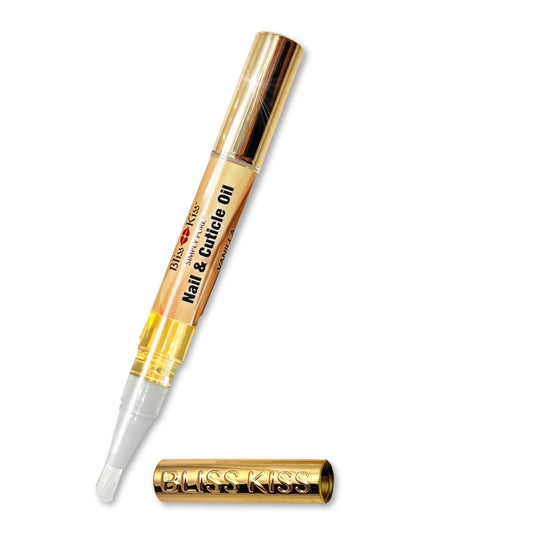 Bliss Kiss | 1 Vanilla Fragrance | Nail Oil Cuticle Pen w/Vitamin E & Jojoba⏤Nail Strengthener Nail Growth Serum for Brittle Peeling Breaking Thin Nails
