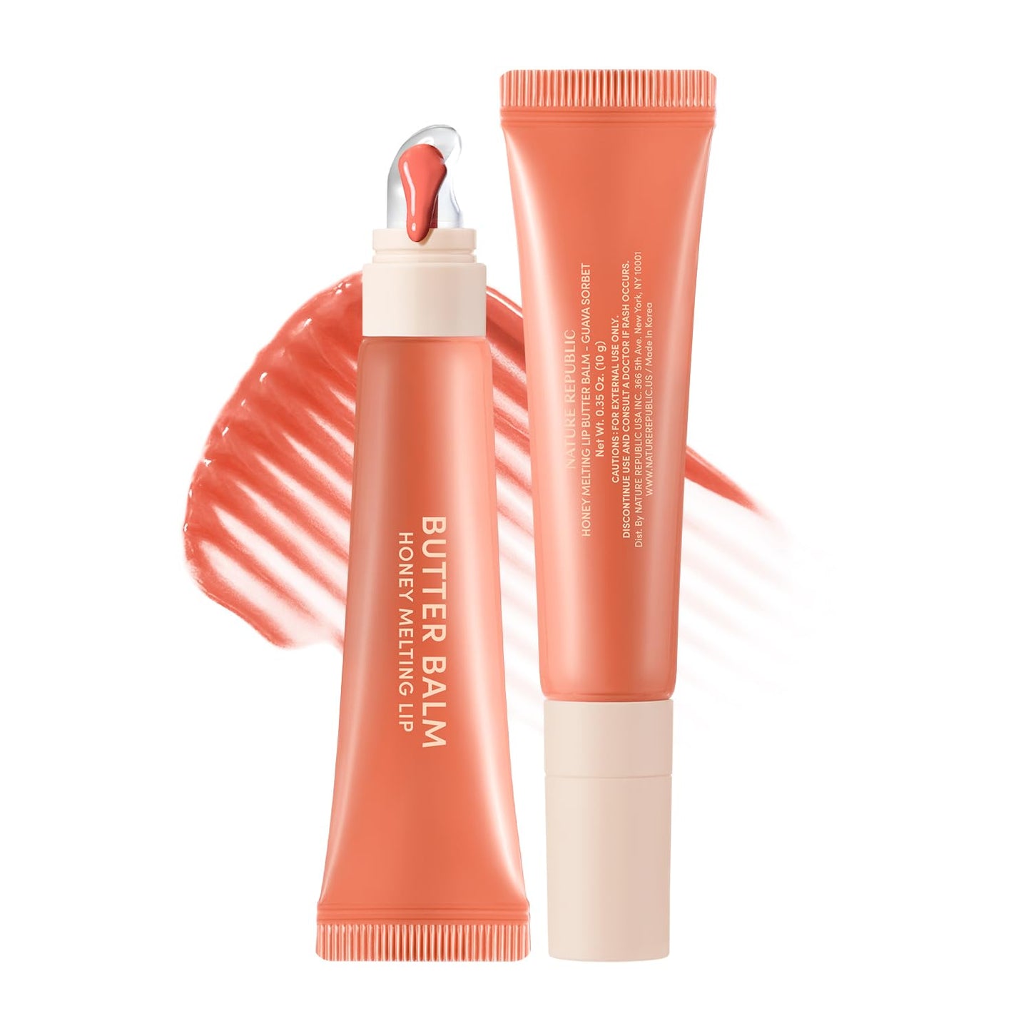Nature Republic Honey Melting Lip Butter Balm | Hydrating Tinted Balm with Peptides, for Sheer &