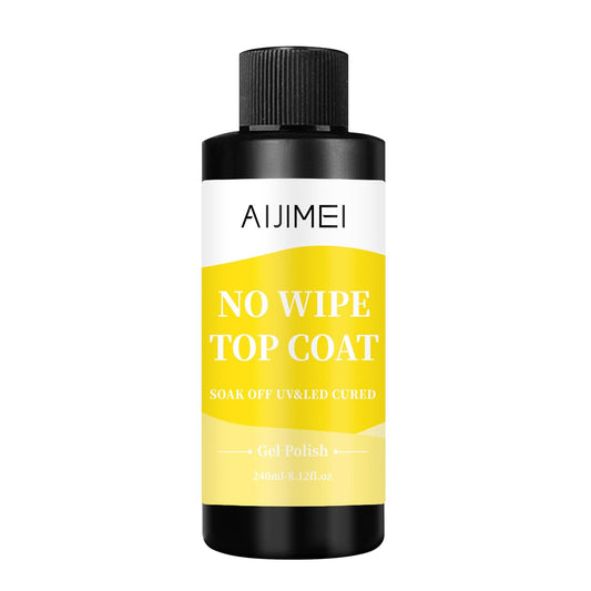 AIJIMEI 240ml Gel Polish No Wipe Top Coat Long Lasting Top Gel for Acrylic Nails,Gel Top Coat for