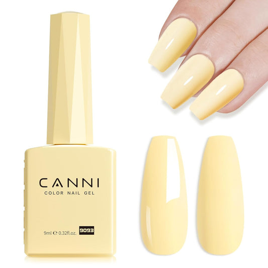 CANNI Pastel Yellow Nail Gel Polish, 1Pcs Butter Yellow High Gloss Soak Off UV Nail Polish Gel