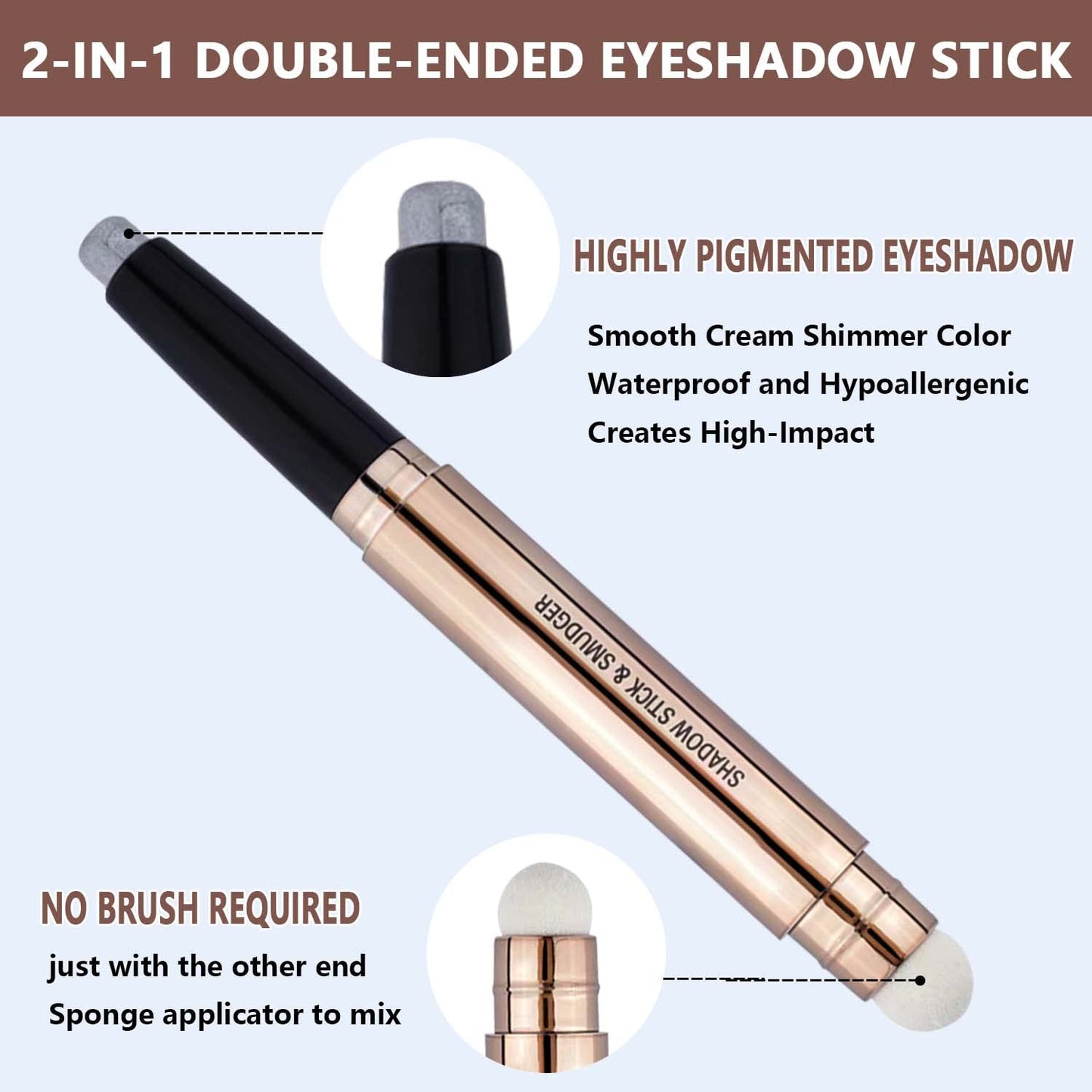 Silver Smokey Grey Gray Eyeshadow Stick, Cream Smooth Single Shimmer Eyeshadow Pencil, Hypoallergenic Waterproof Long Lasting Multi-Dimensional Eye Shadow Highlighter Stick(Moon Silver Shimmer #10)