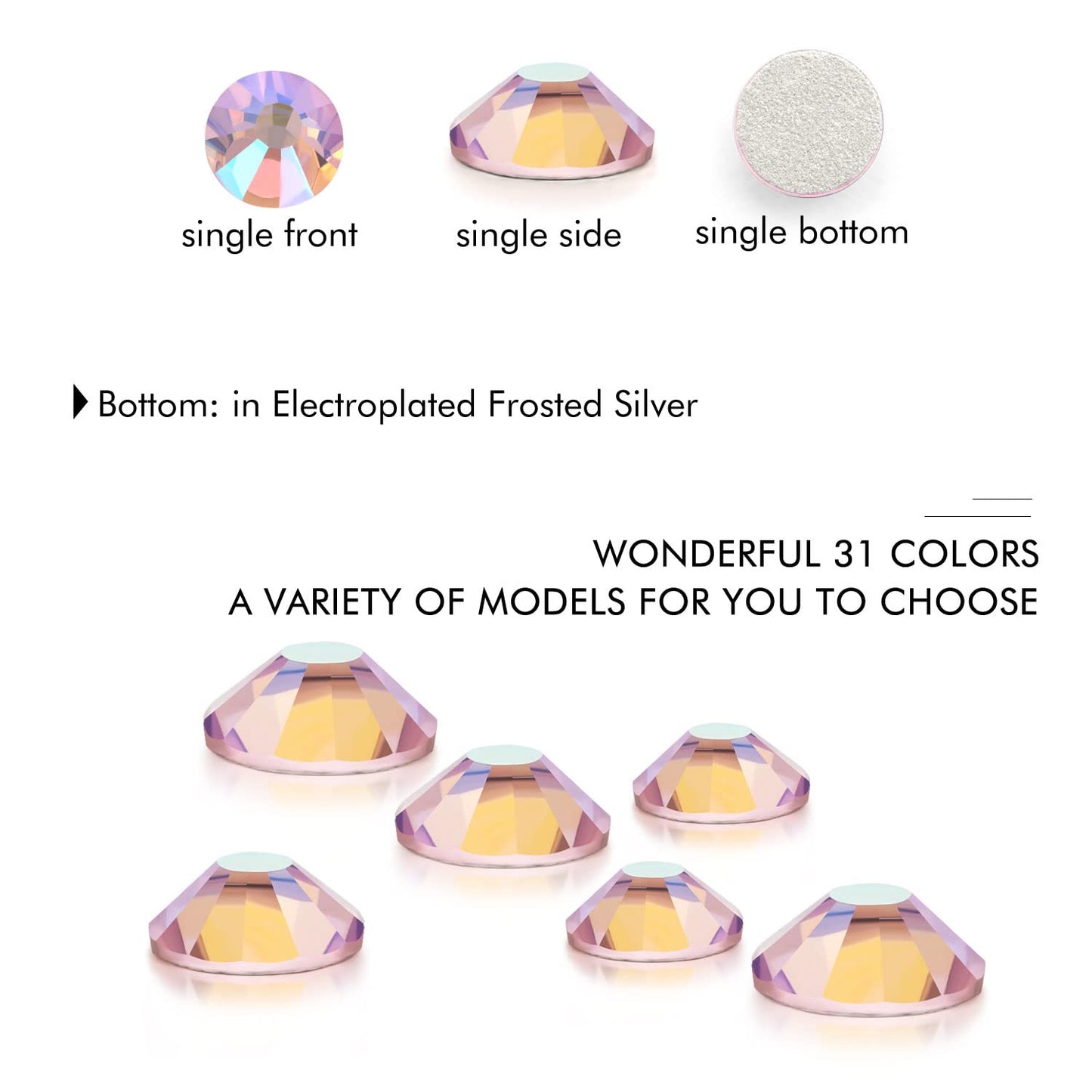 288Pcs Pink AB Crystal Rhinestones,Glass Flatback Rhinestones Gemstones for Nail Face Makeup Art Crafts Clothes Decoration -(SS30,6.5mm,Pink AB)