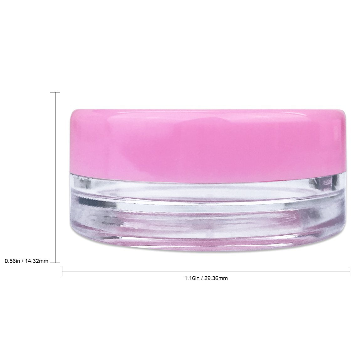 Beauticom 3G/3ML Round Clear Jars with Pink Lids for Cosmetics, Medication, Lab and Field Research