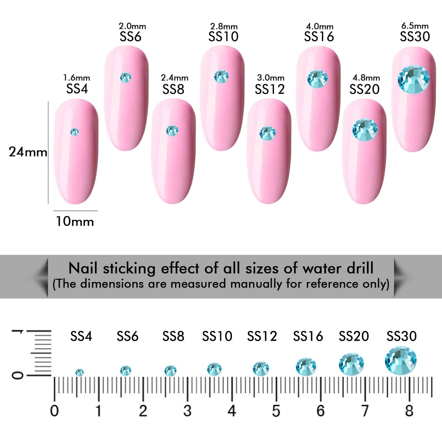 1440Pcs Aquamarine Crystal Rhinestones,Glass Flatback Rhinestones Small Gemstones for Nail Face Makeup Art Crafts Clothes Decoration -(SS4, 1.6mm,Aquamarine)