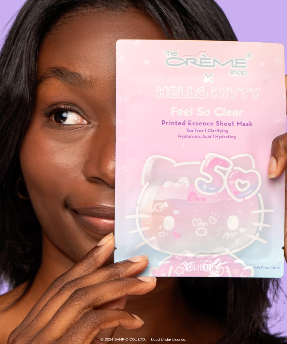 The Crème Shop x Hello Kitty Feel So Clear Printed Essence Sheet Mask, Clarifying and Hydrating