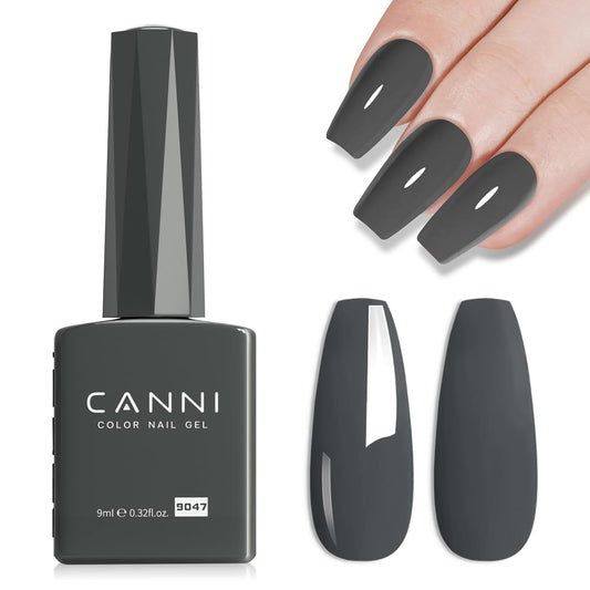 CANNI Gray Gel Nail Polish, 1Pcs Grey Nail Polish Gray Color High Gloss Soak Off U V Gel Nail