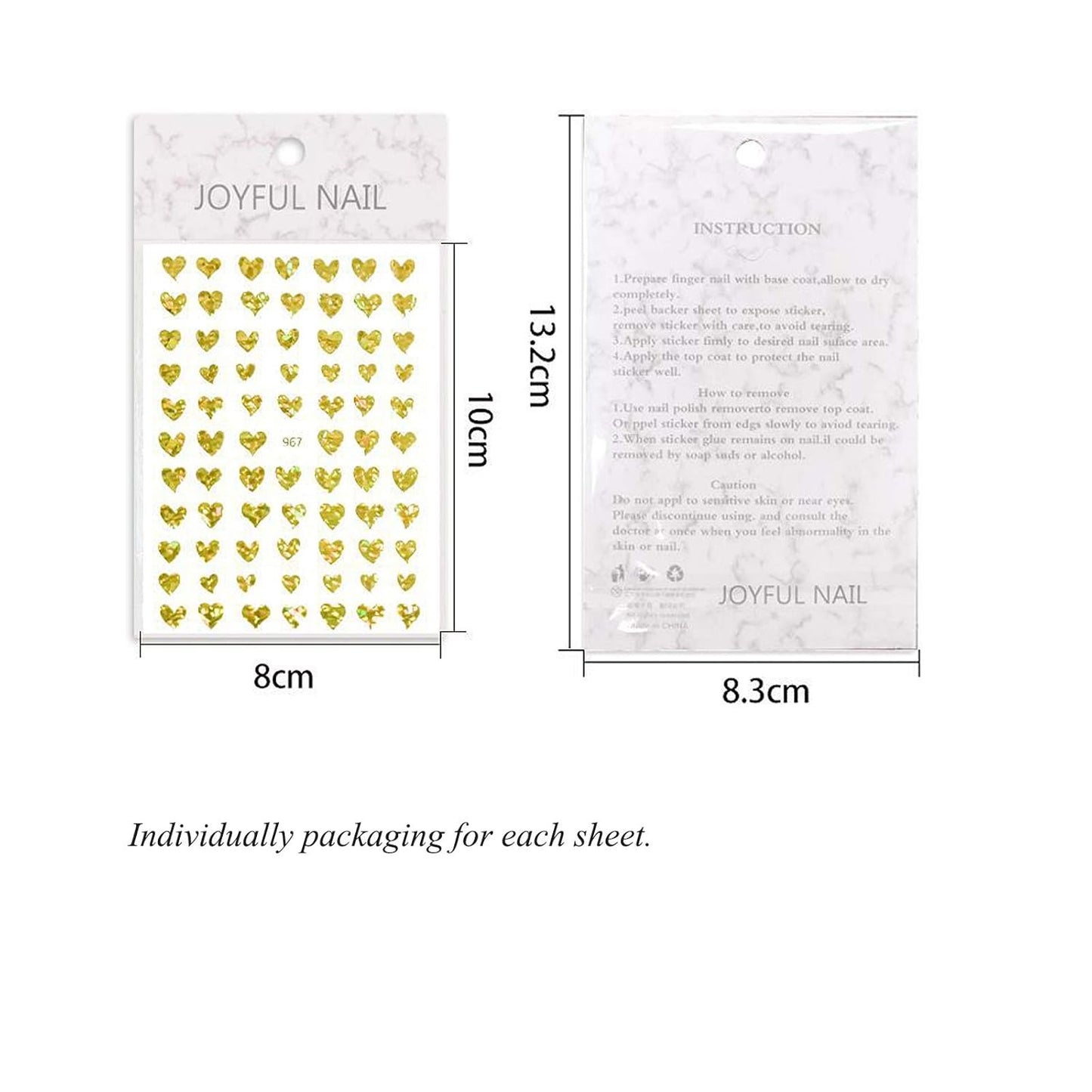 15 Large Sheets Hearts Nail Stickers for Women Girls Kids - 3D Self Adhesive Heart Nail Decals for Natural Fingernails and Acrylic Nails Heart Nail Decor for Nail Art Design DIY Nail Decoration