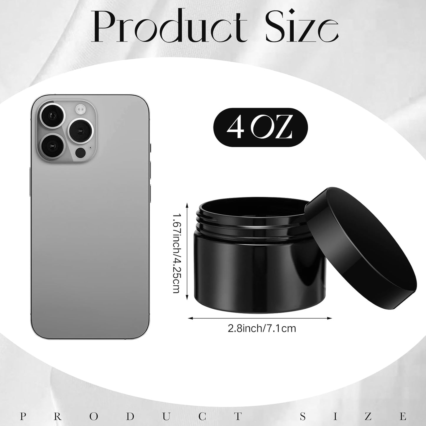 Patelai 4 Pieces Round Wide-mouth Leak Proof Plastic Container Jars with Lids for Travel Storage Makeup Beauty Products Face Creams Oils Salves Ointments DIY Making(4 Ounce,Pure Black)