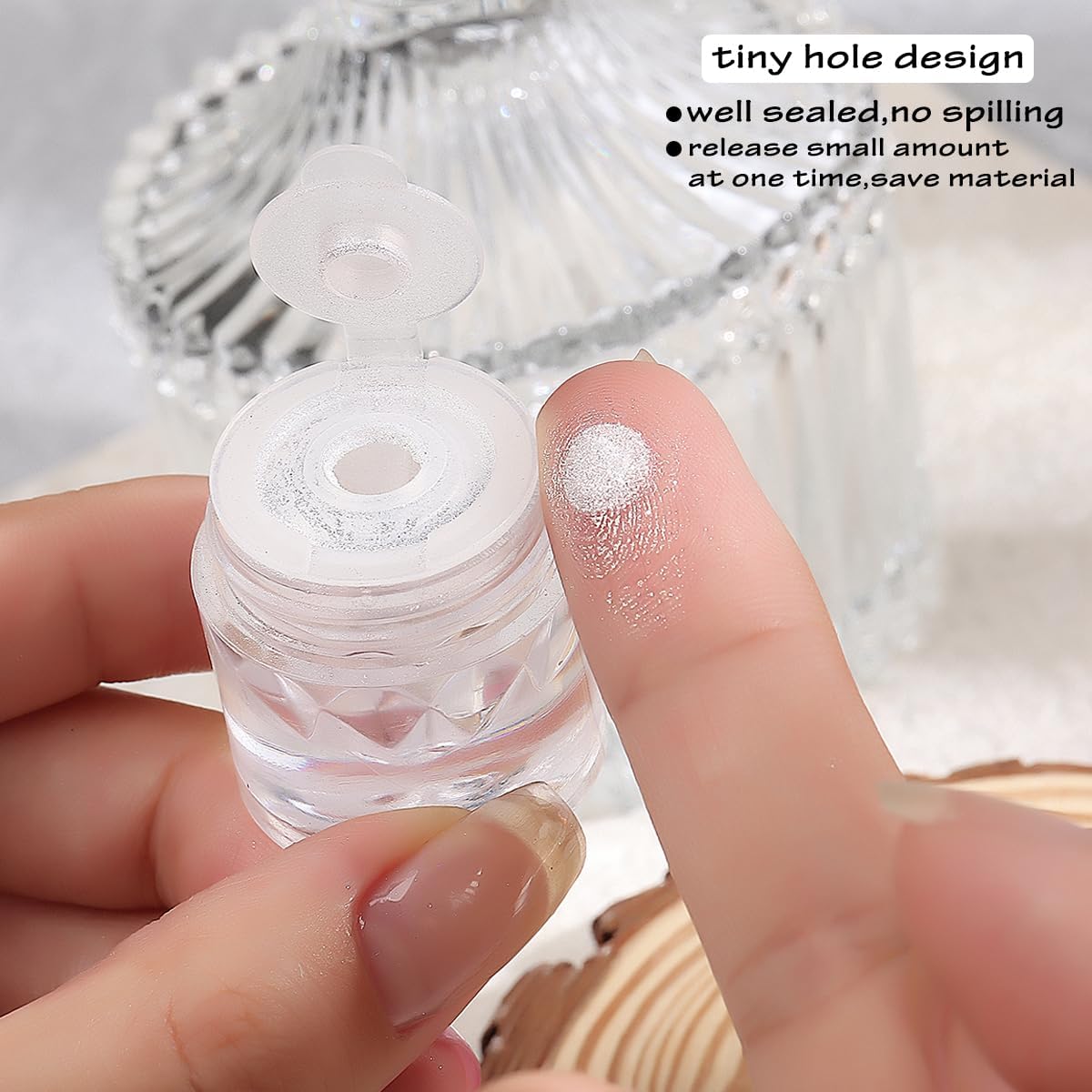 White Chrome Nail Powder, 1Box Pearl Chrome Powder, Opal Rubbing Dust, Glazed Donut Nails Powder, Pearlescent Shell Aurora Pigment, Iridescent Glitter Mirror Pigment Home Manicure Accessories