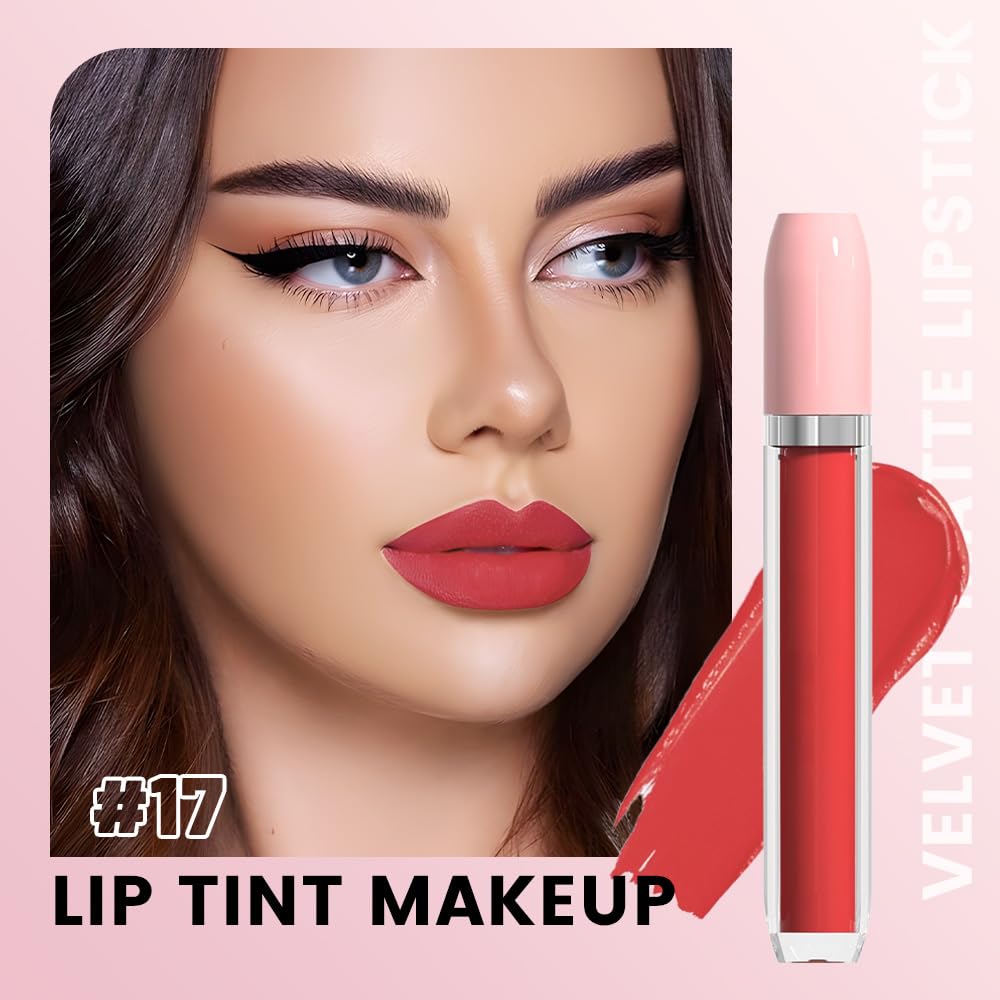 BINGBRUSH Super Matte Longwear No-Budge Stay On Smudge Proof Liquid Lipstick Long Lasting Makeup for Women,Highly Pigmented Color and Instant Shine, Cheeky