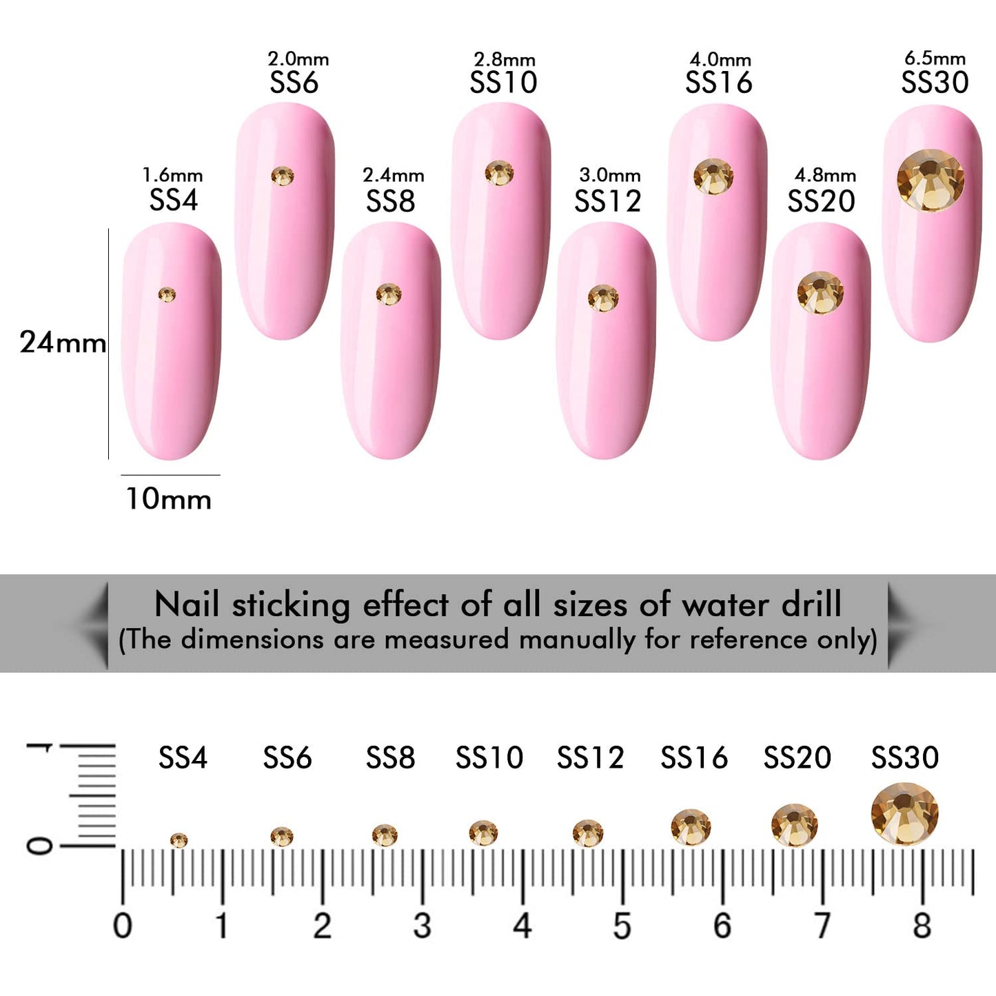 1440Pcs Topaz Crystal Rhinestones,Glass Flatback Rhinestones Gemstones Small for Nail Face Makeup Art Crafts Clothes Decoration -(SS4,1.6mm,Topaz)