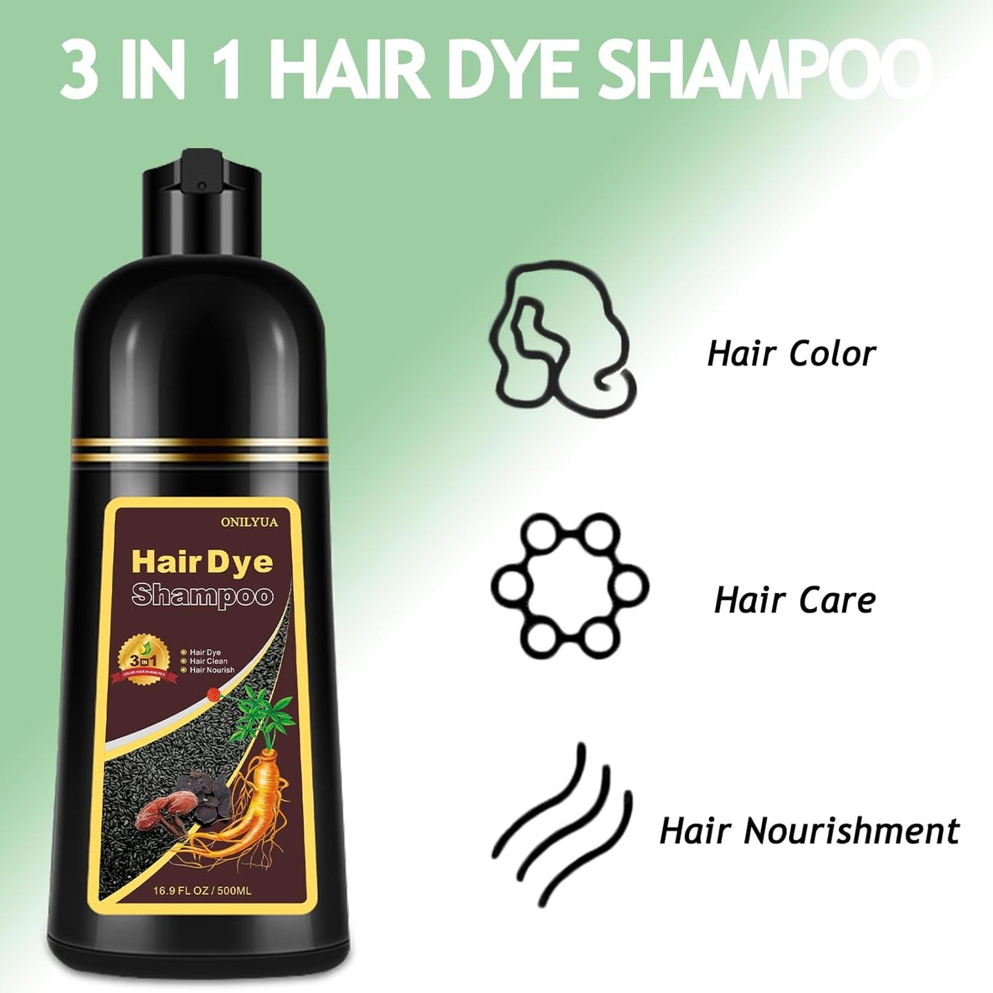 Hair Dye Shampoo 3 in 1, Blonde Brown Hair Dye 16.9 FL Oz, Hair Shampoo, Semi-Permanent Hair Color Shampoo, Lasts 30 Days (Blonde Brown)
