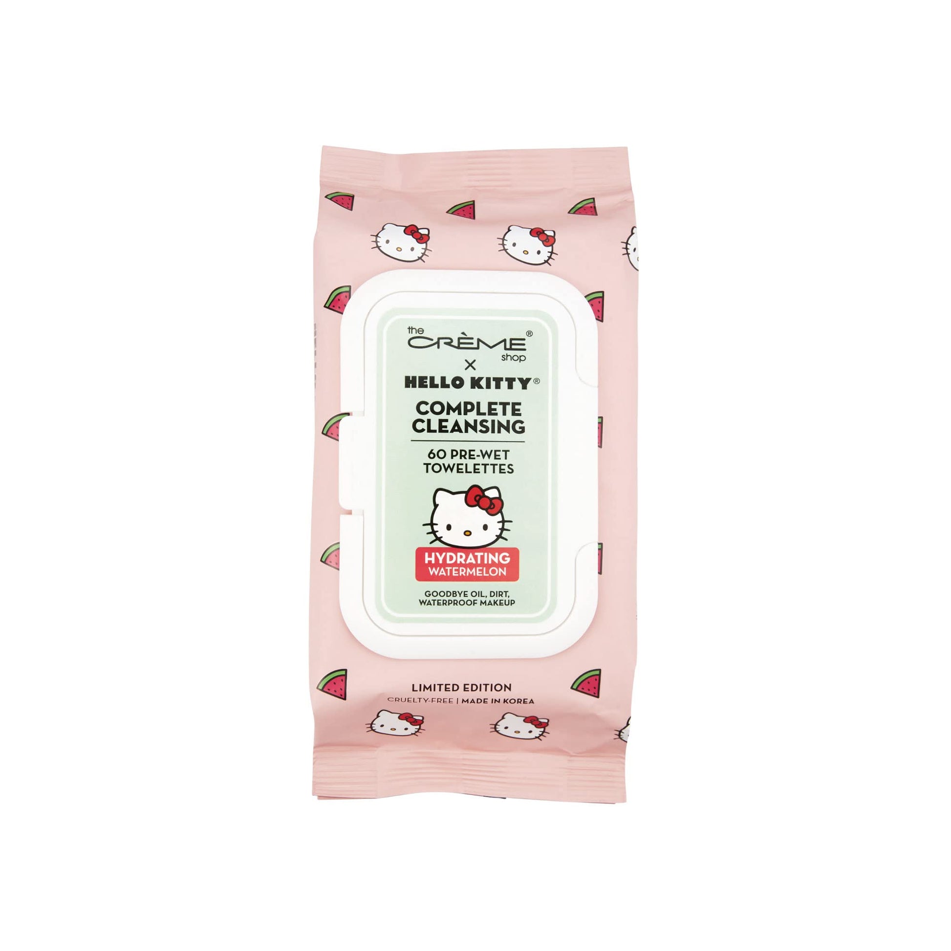 The Crème Shop Hello Kitty Complete Cleansing Wipes, Hydrating Watermelon Facial Cleanser Wipes