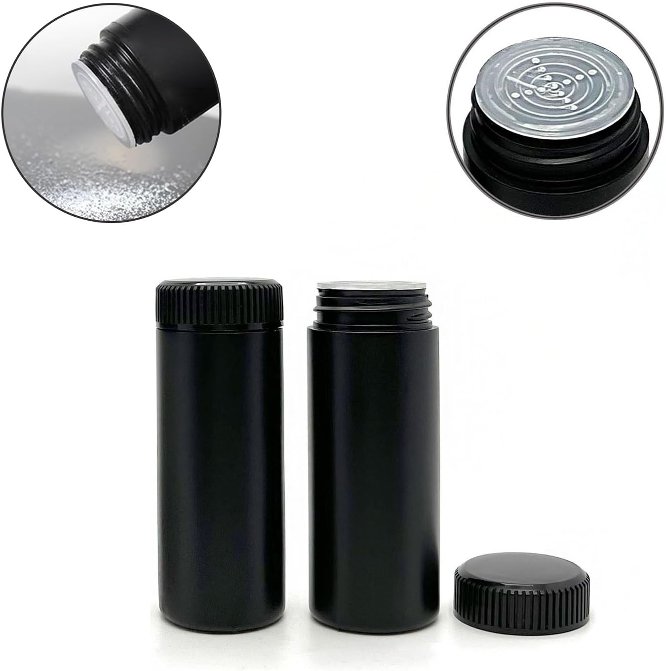 6pcs Plastic Loose Powder Bottle, Mini Empty Talcum Bottle Refillable Cosmetic Powder Dispenser Travel Cosmetic Glitter Eye Shadow Shaker with Sifter and Lids(100ml)