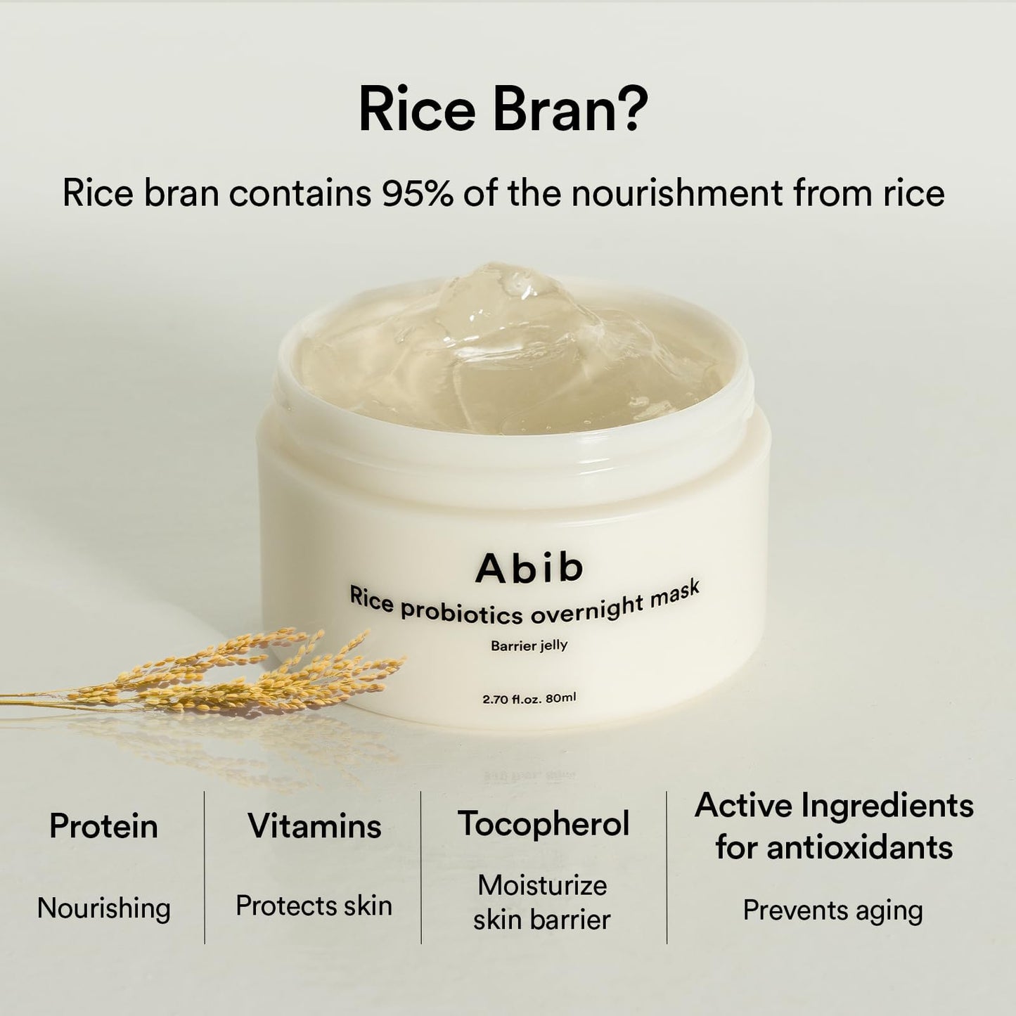 Abib Rice Probiotics Overnight Face Mask Barrier Jelly 2.7 fl oz | Korean Sleeping Mask for Glass