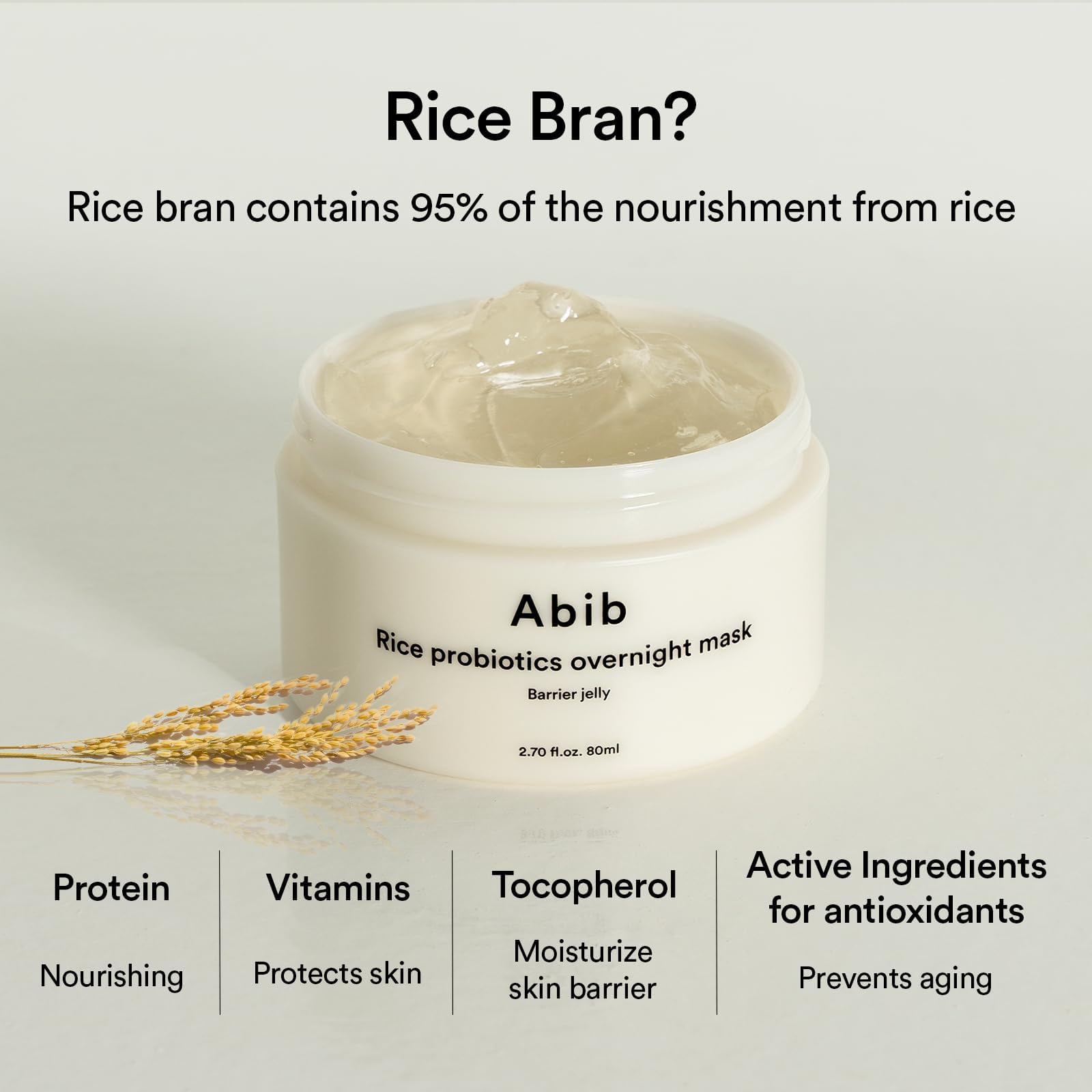 Abib Rice Probiotics Overnight Face Mask Barrier Jelly 2.7 fl oz | Korean Sleeping Mask for Glass