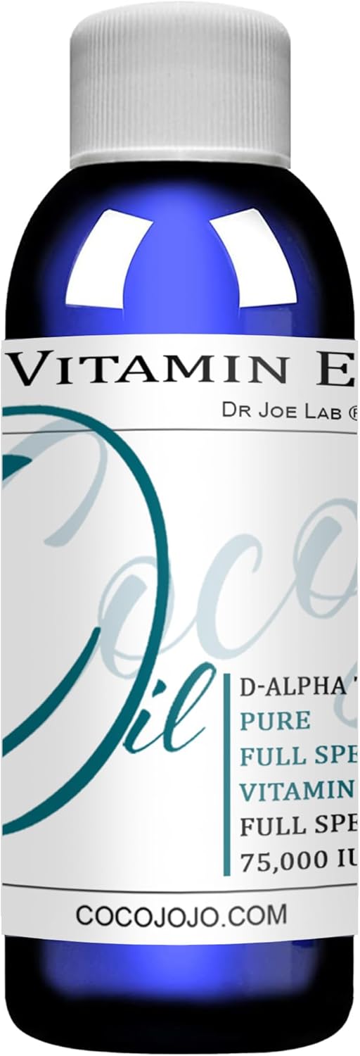 cocojojo Organic Liquid Vitamin E Oil for Skin, Hair, Face, Body Oil, 100% Pure Natural Cold Pressed Unrefined, Moisturizes & Nourishes, Non GMO - 2 Oz