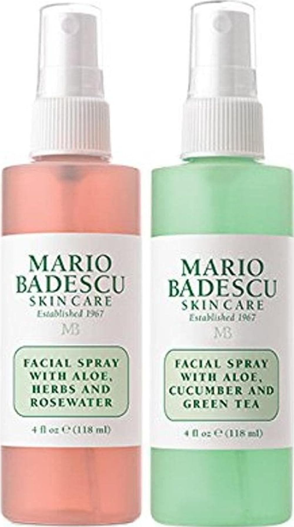 Mario Badescu Facial Spray Aloe, Rose Water and Cucumber - Green Tea Duo for Face, Neck or Hair
