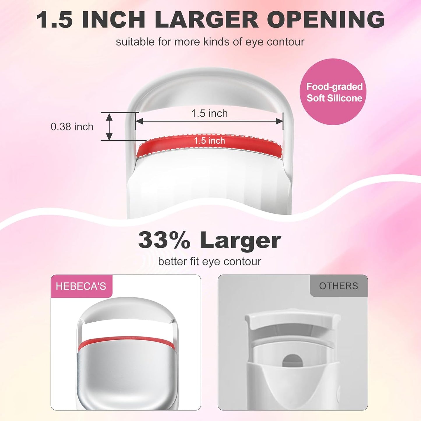 Heated Eyelash Curler Professional - Eye Lashes Curler with Innovative Heating Silicone, Electric Eyelashes Curler with 600mAh Rechargeable Battery EC4001 (White)