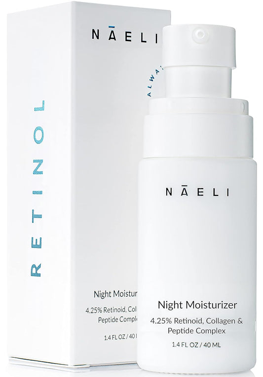 Retinoid Cream - 4.25% Retinol Night Moisturizer for Face & Neck with Collagen, Peptides & Hyaluronic Acid - Anti Aging Wrinkle Cream, Improves Skin Tone & Texture, 1.4 oz