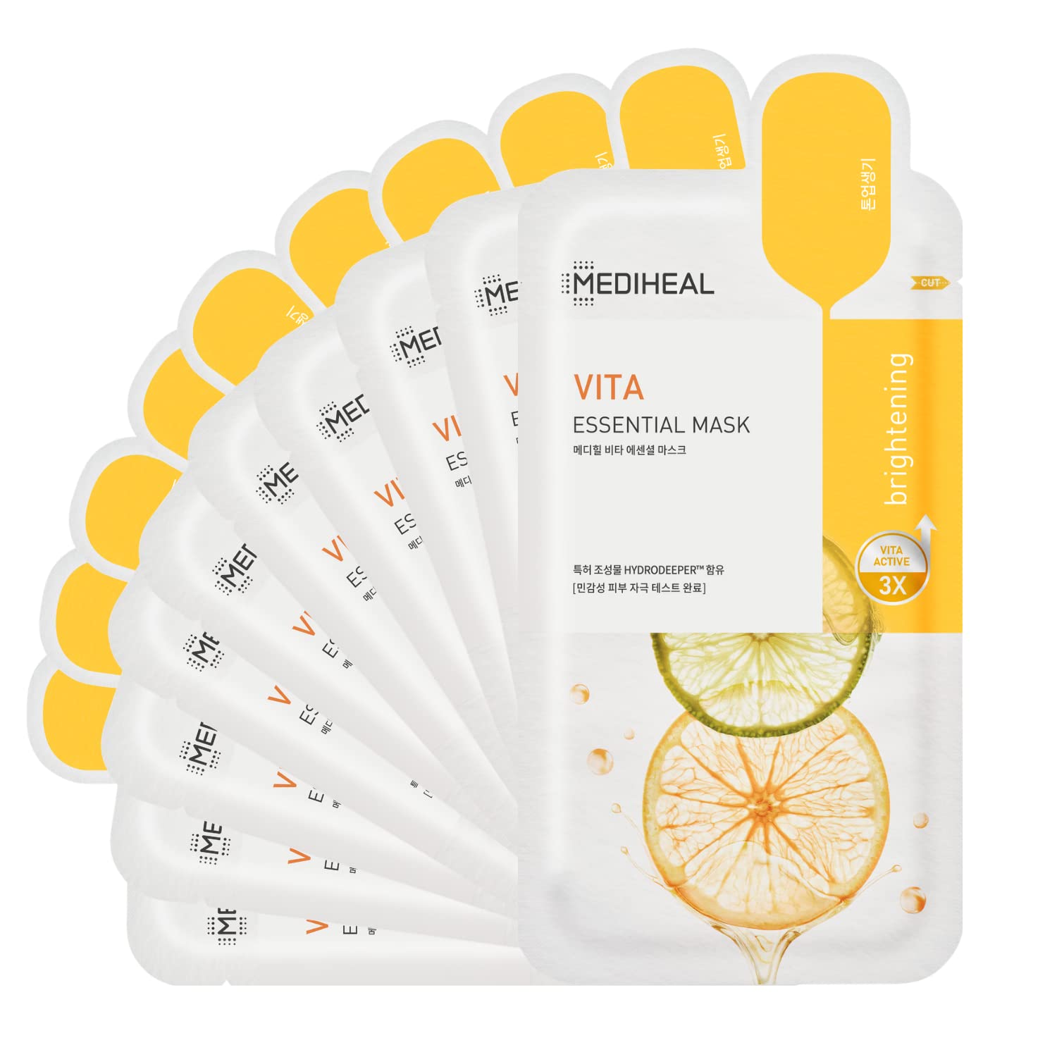 Mediheal Best Korean Sheet Mask - Vita Essential Face Mask 10 Sheets Vitamin Mask For All skin