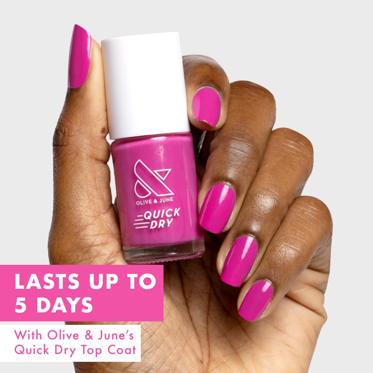 Olive & June Quick Dry Nail Polish | Instant Fast-Drying Smudgeproof Color | 15-free, Vegan Cruelty-Free Formula | Lasts up to 5 Days | Salon-Quality Manicure Pedicure at Home | Wildest Magenta Purple