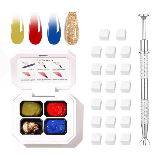 Finger Secret 4 Colors Set Ombre Gel Nail Polish,GelS Polish Palette with 20Pcs Nail Sponges for 3d Gel Nail Art can be Painted in Salon or Home Use (k8)