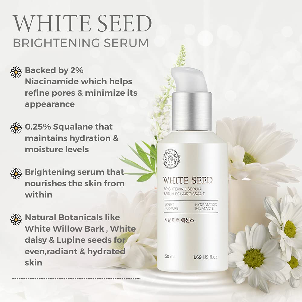 The Face Shop Whiteseed Brightening Serum | Deep Skin Brightening, Boost Moisturization & Pore