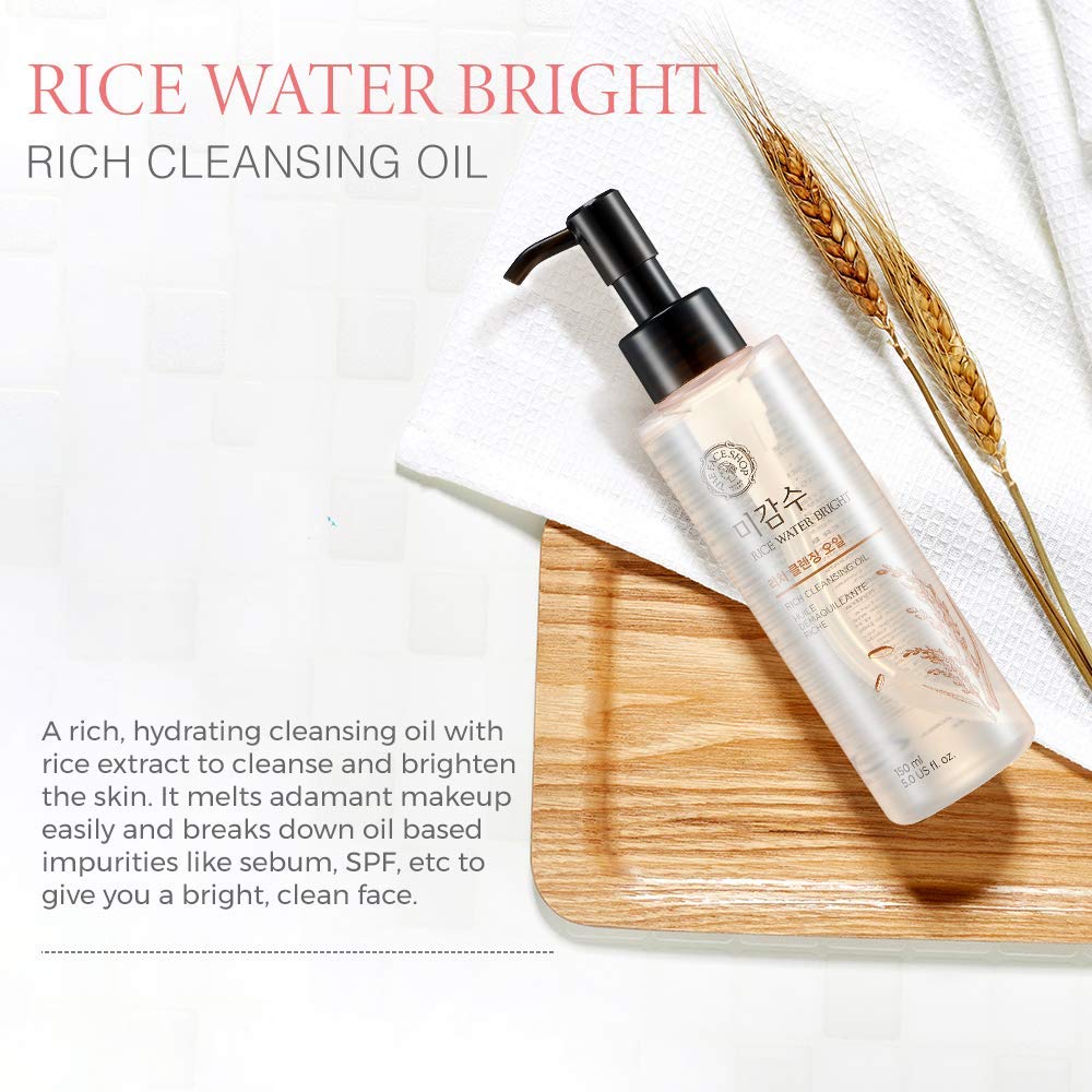THE FACE SHOP Rice Water Bright Rich Cleansing Oil | Completely Removes Skin Impurities & Deep