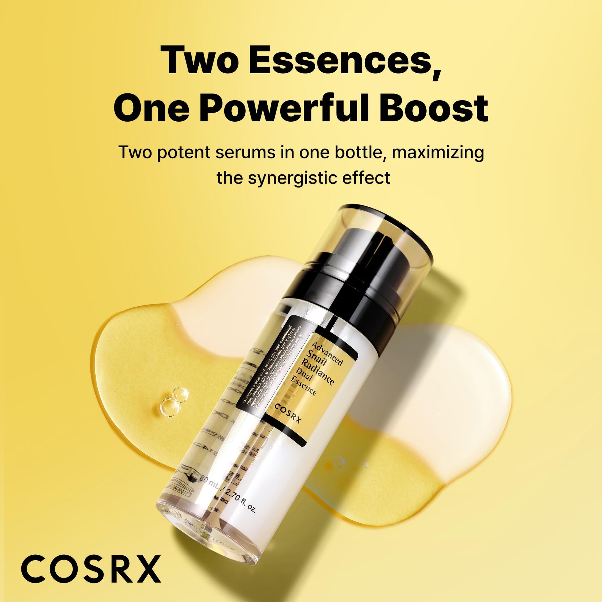 COSRX Snail Mucin 74% + Niacinamide 5% Dual Face Serum, 2.7 oz