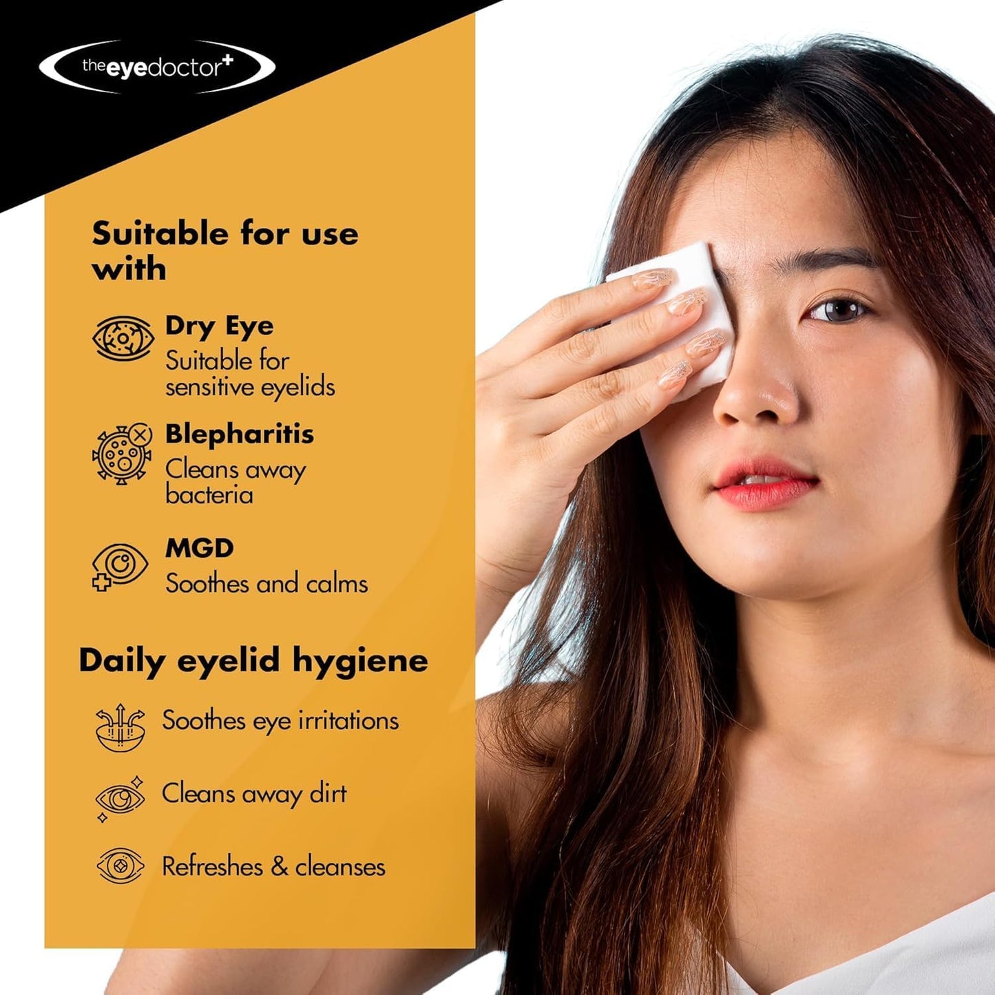 The Eye Doctor Biodegradable Eyelid Wipes - 40 x Single Use Eye Cleaning Wipes for Daily Lid Care - Individual Preservative Free Sensitive Eye Cleaner - Soothes Cleans and Refreshes