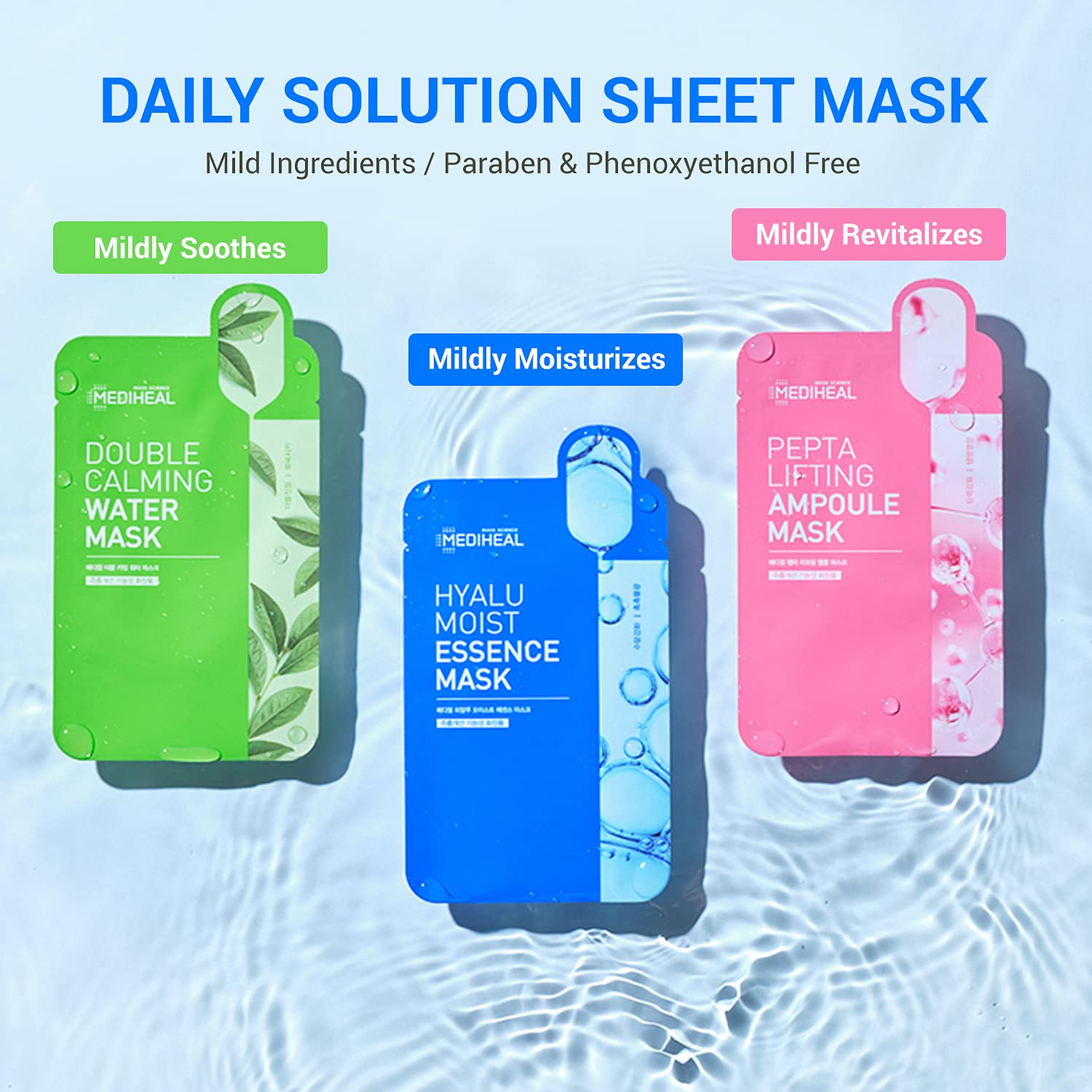 Mediheal Pepta Lifting Ampoule Mask, Pack of 15 - Peptides and Collagen Lifting Facial Mask Sheet