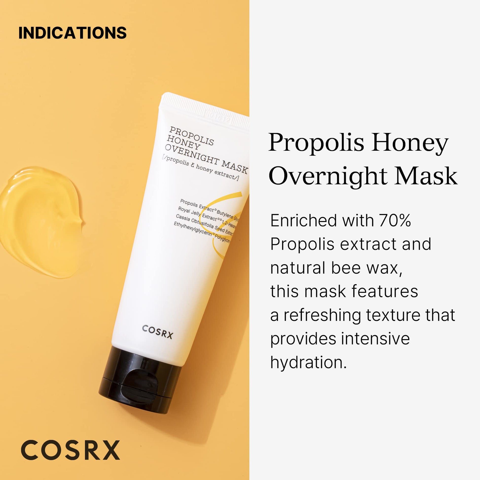 COSRX Propolis Honey Overnight Mask, Propolis Extract 87%, 2.03 fl.oz
