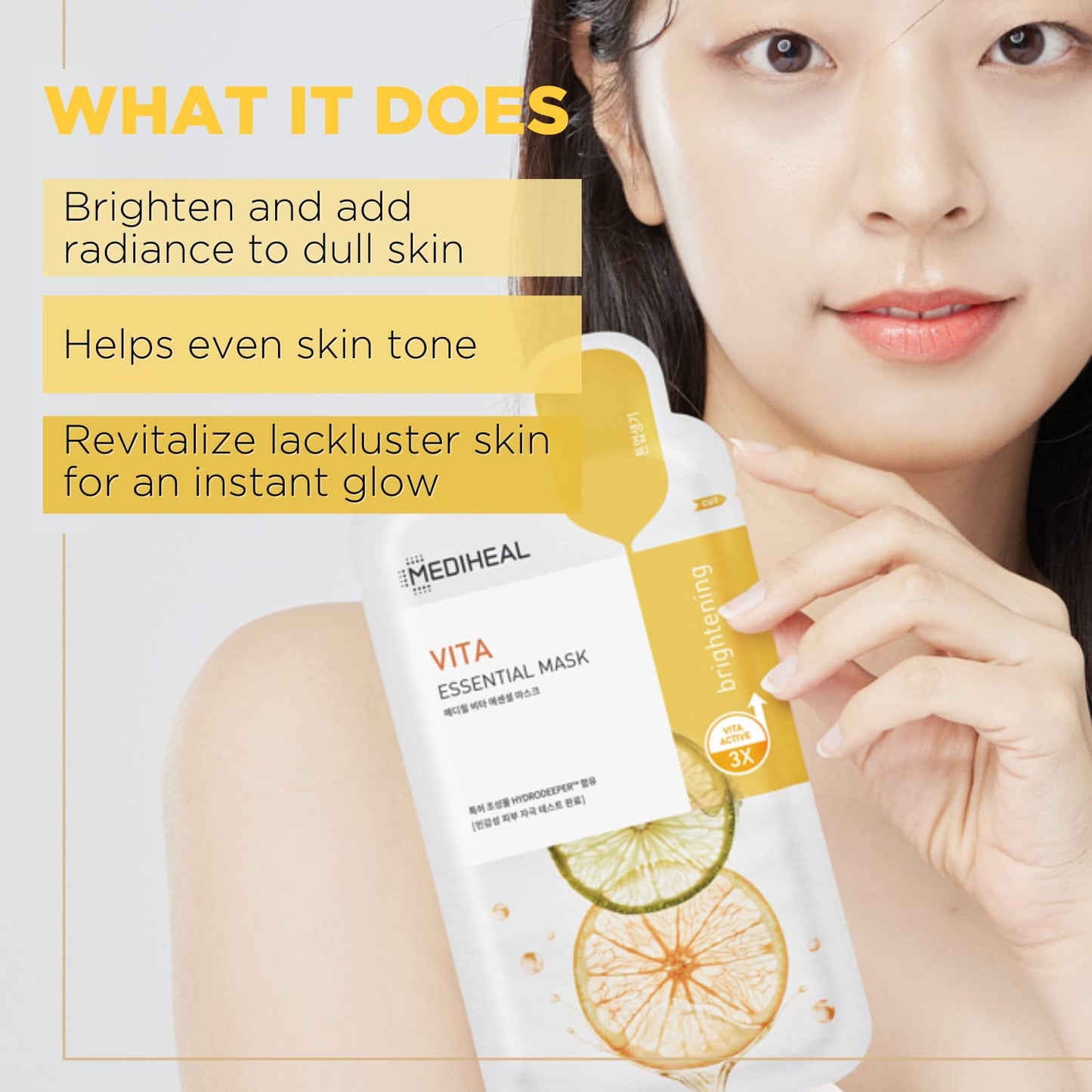 Mediheal Best Korean Sheet Mask - Vita Essential Face Mask 4 Sheets Vitamin Mask For All skin types