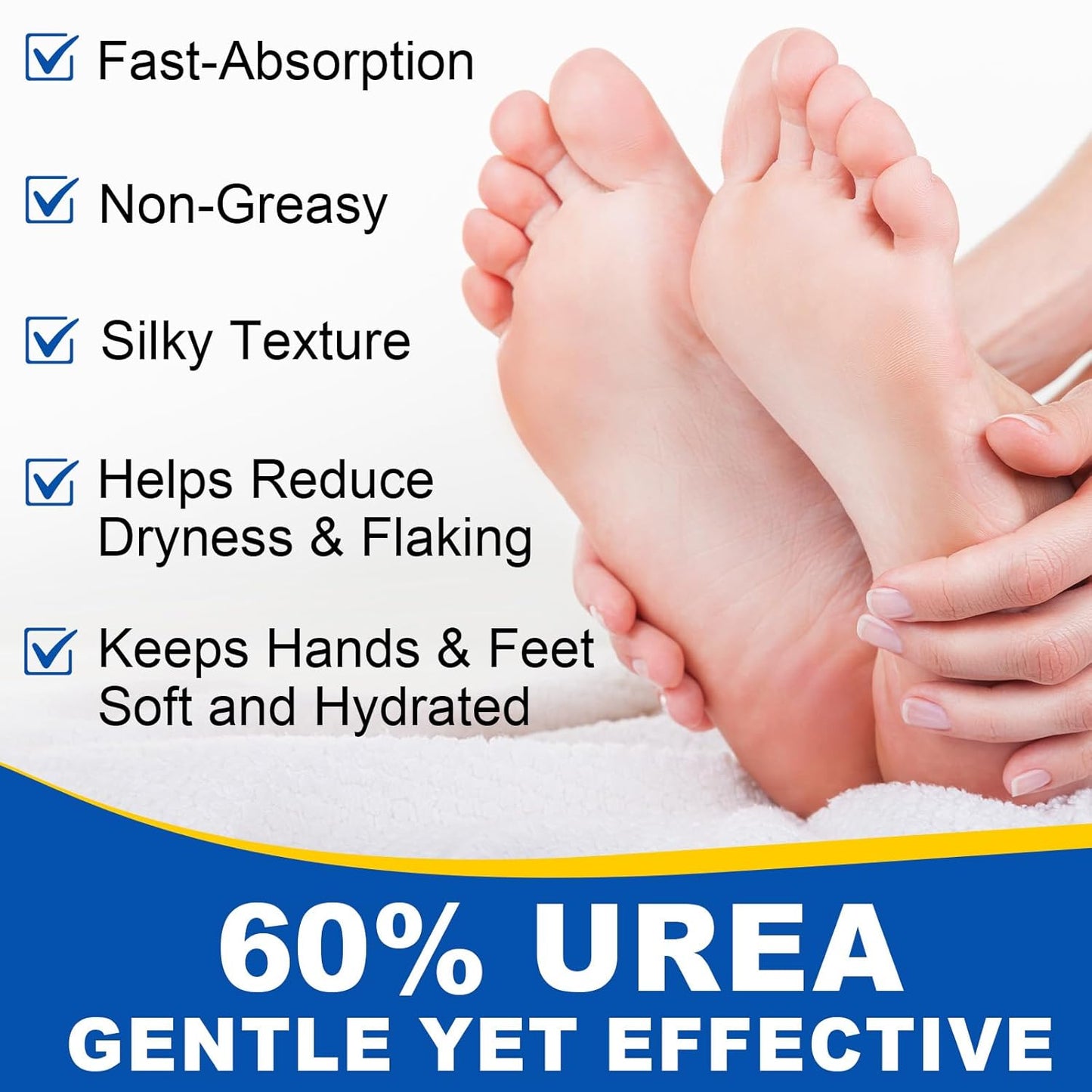 Foot Urea Cream, 60% Urea Cream for Feet Maximum Strength Repair Cracked Skin, Foot Moisturizer Nourish Cracking Rough Dry Heels, Feet Callus Remover Gel (2Pack)